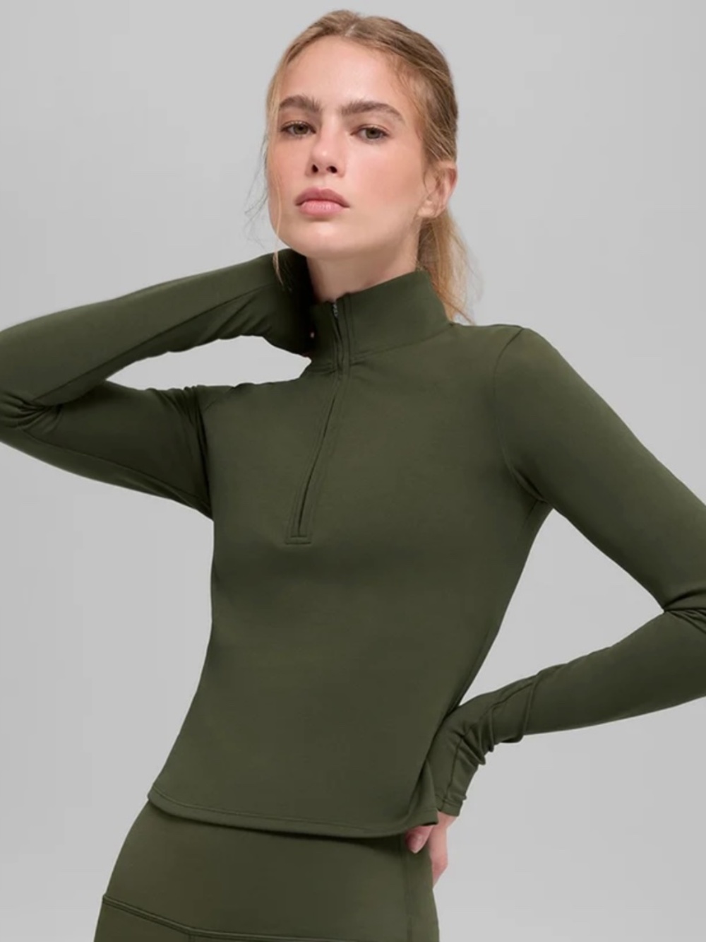 Alo Softsculpt Precision 1/4 zip in Olive